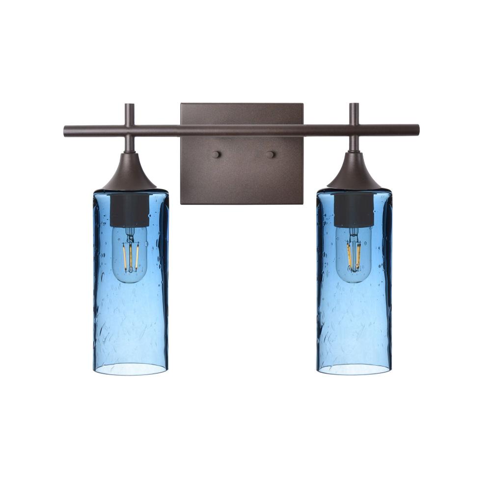 513 Lunar: 2 Light Wall Vanity - Steel Blue / Dark Bronze