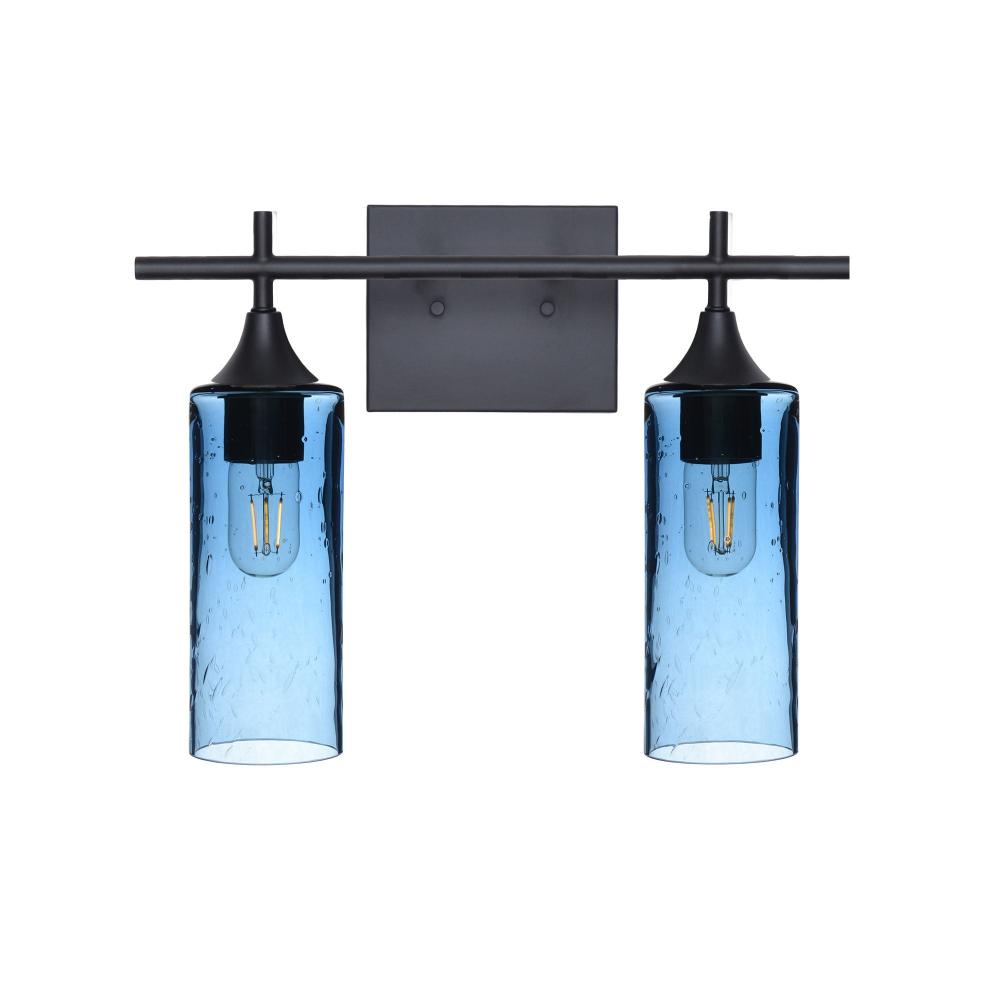 513 Lunar: 2 Light Wall Vanity - Steel Blue / Matte Black