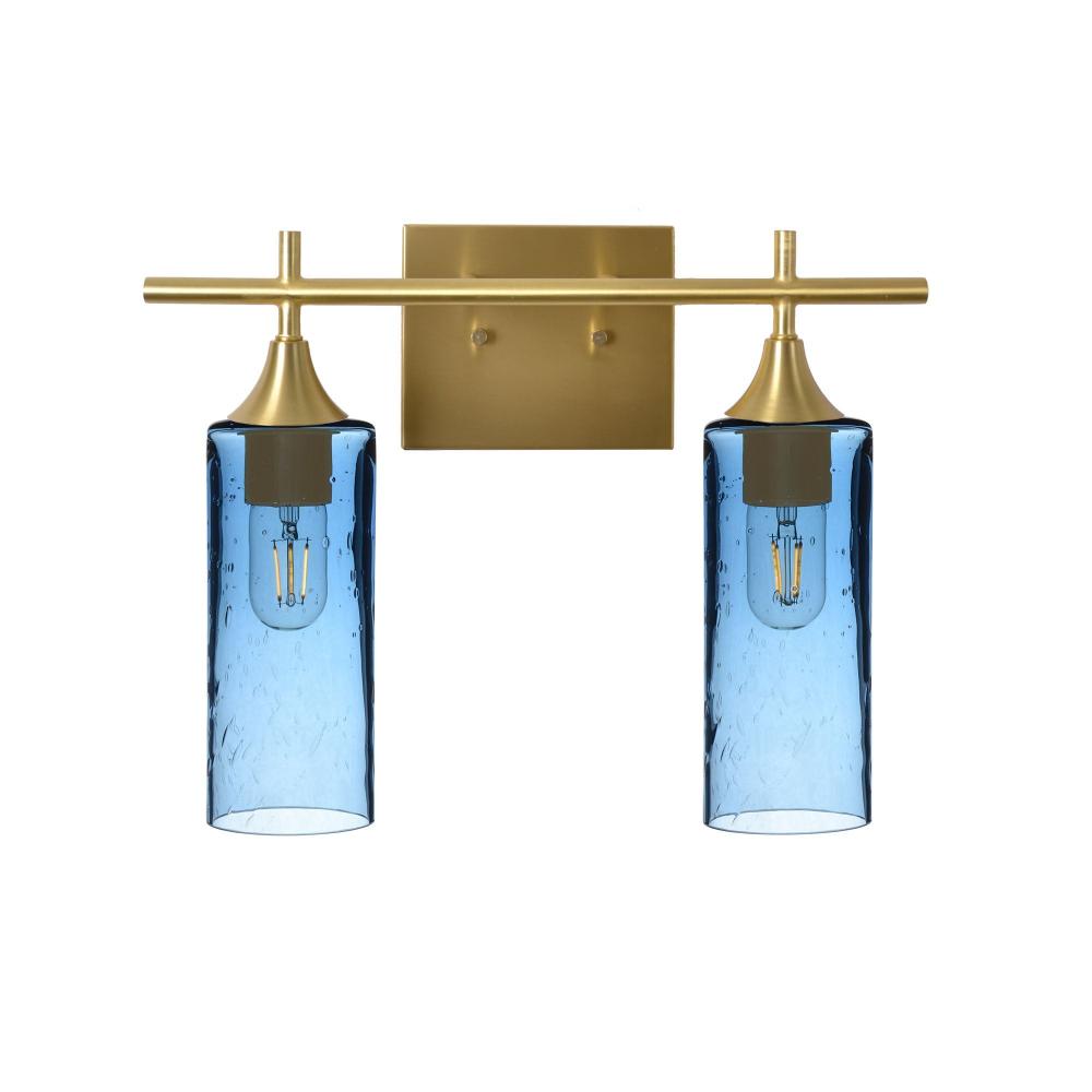 513 Lunar: 2 Light Wall Vanity - Steel Blue / Satin Brass