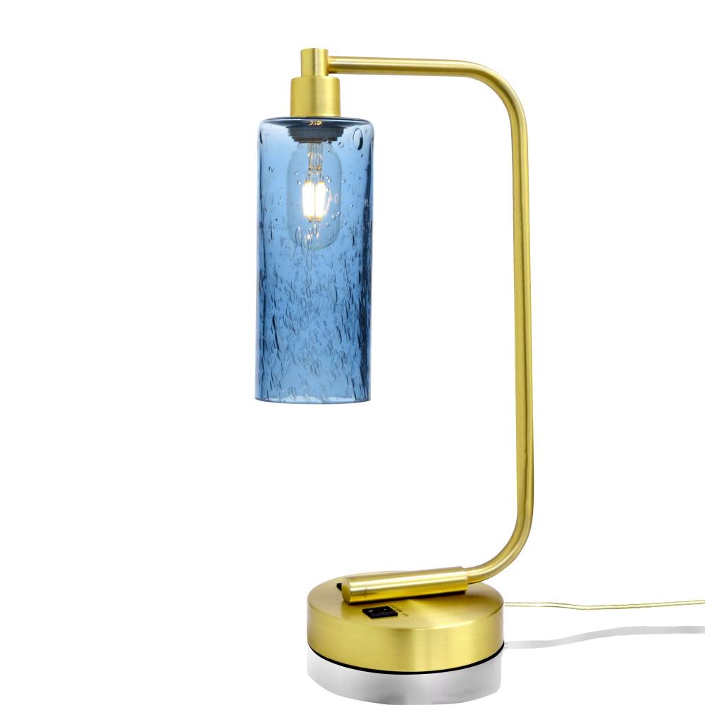 513 Lunar: Table Lamp - Steel Blue / Satin Brass