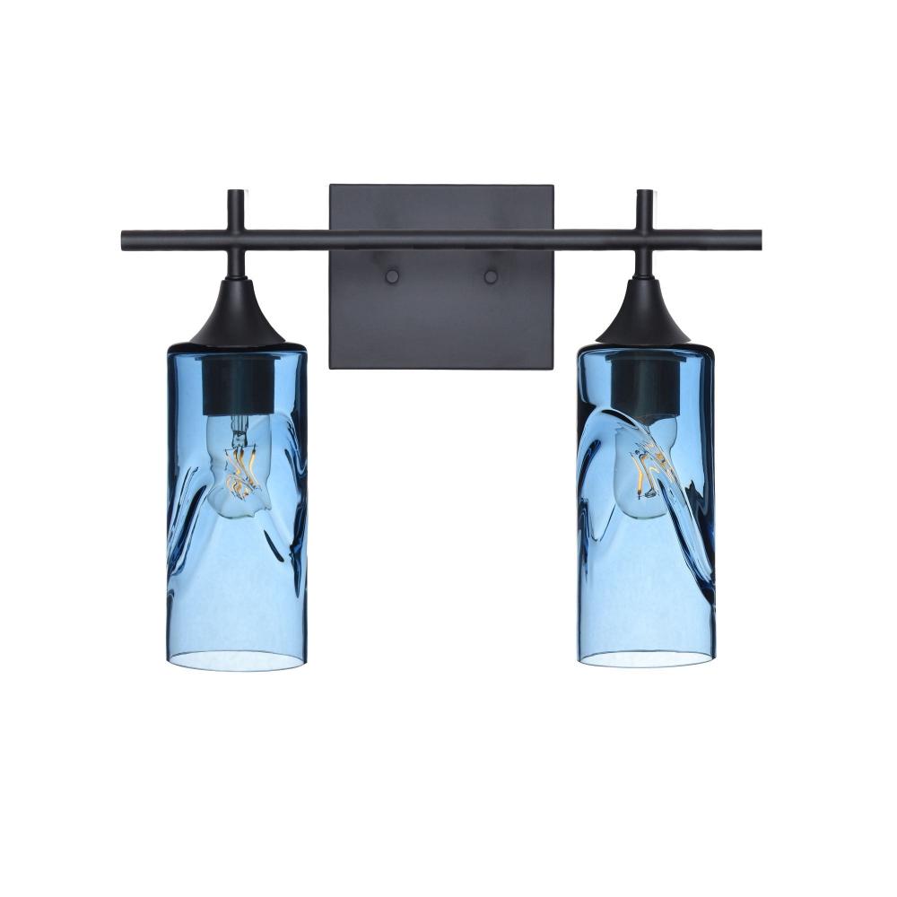 513 Swell: 2 Light Wall Vanity - Steel Blue / Matte Black