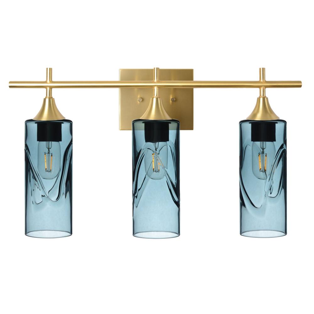 513 Swell: 3 Light Wall Vanity - Slate Gray / Satin Brass