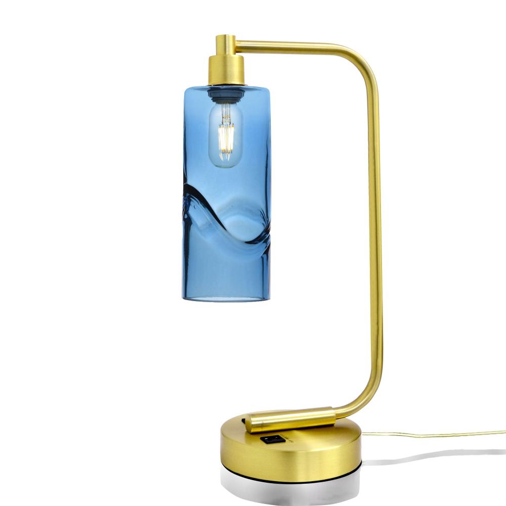 515 Swell: Table Lamp - Steel Blue / Satin Brass