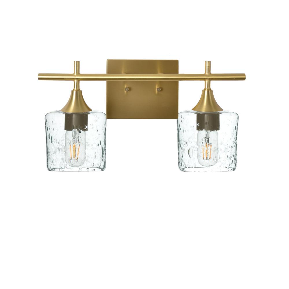 601 Lunar: 2 Light Wall Vanity - Eco Clear / Satin Brass