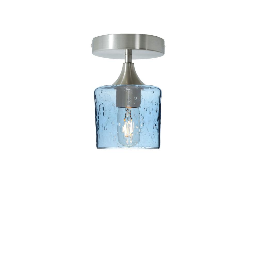 601 Lunar: Semi Flush Light - Steel Blue / Brushed Nickel