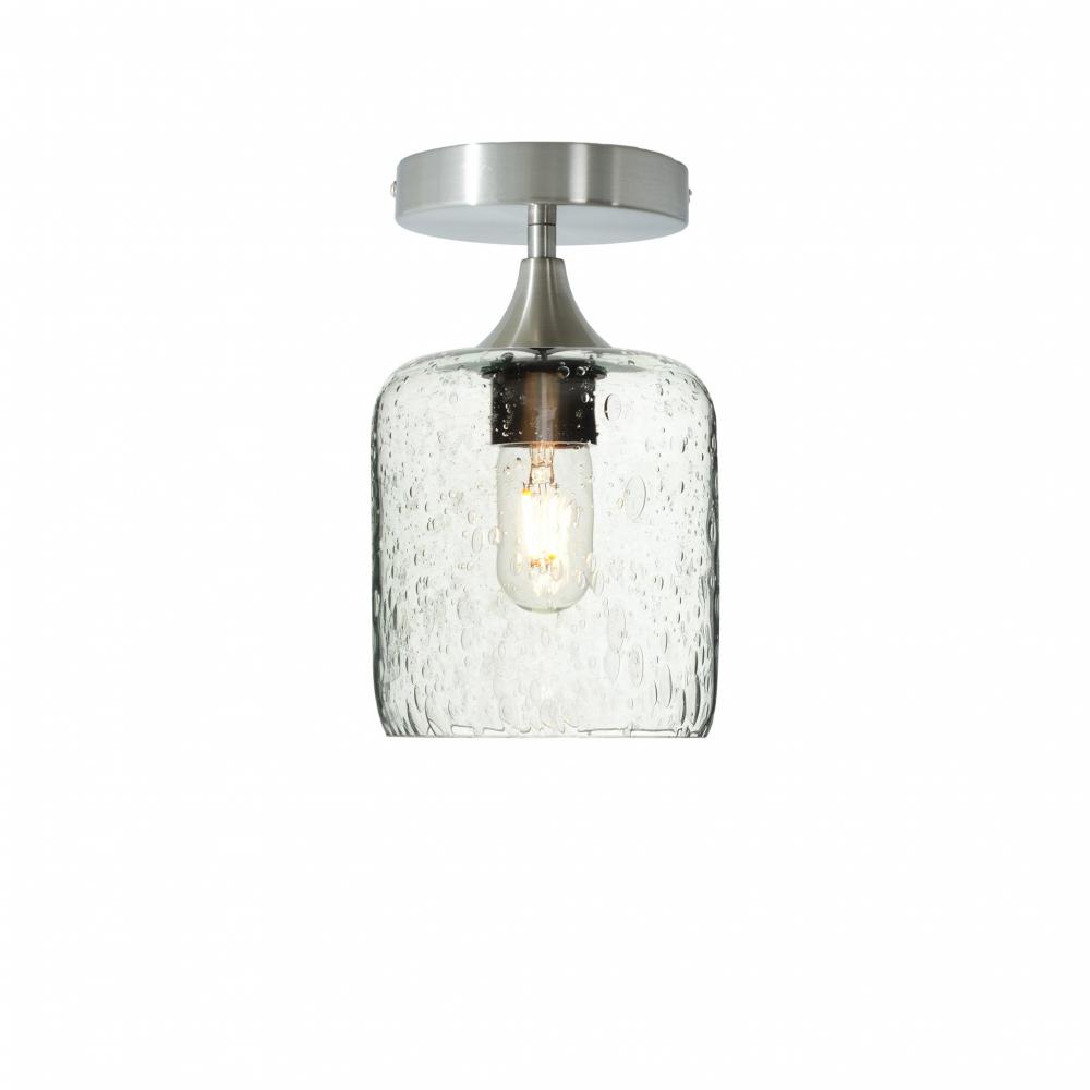 603 Lunar: Semi Flush Light - Eco Clear / Brushed Nickel