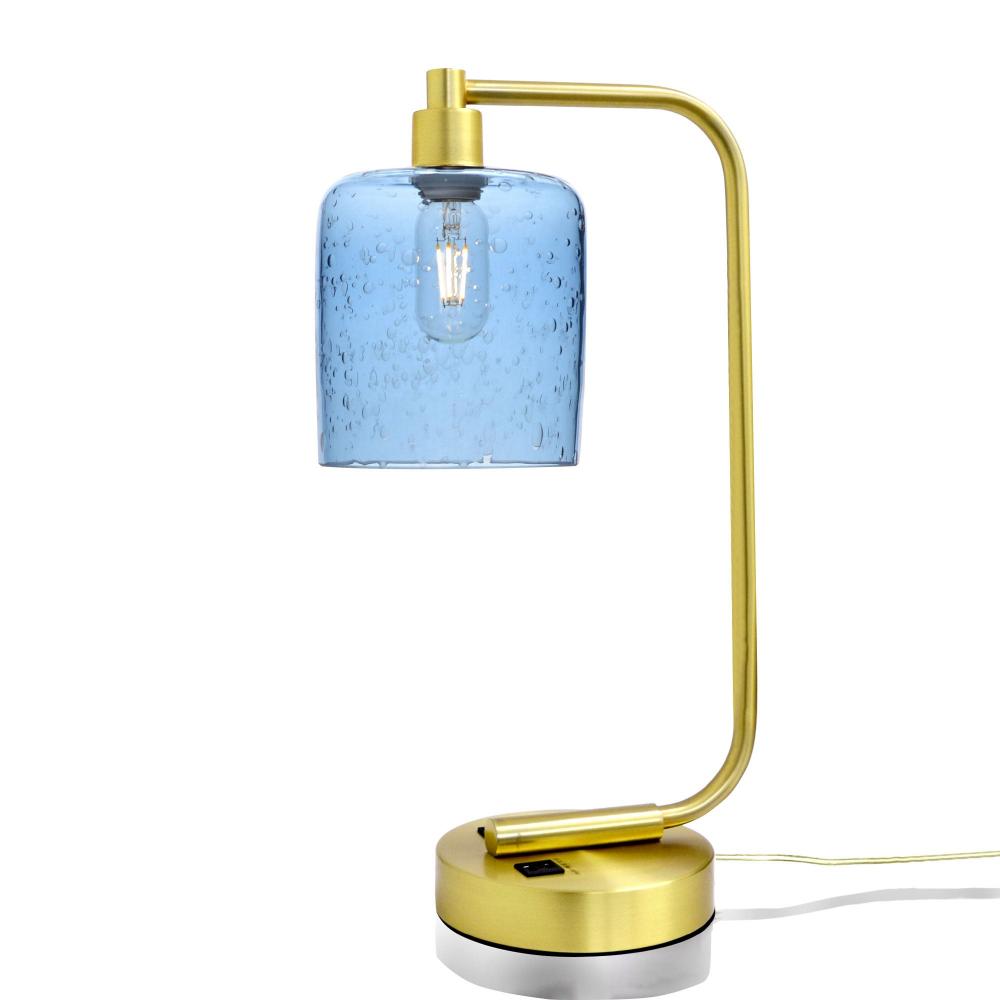 603 Lunar: Table Lamp - Steel Blue / Satin Brass