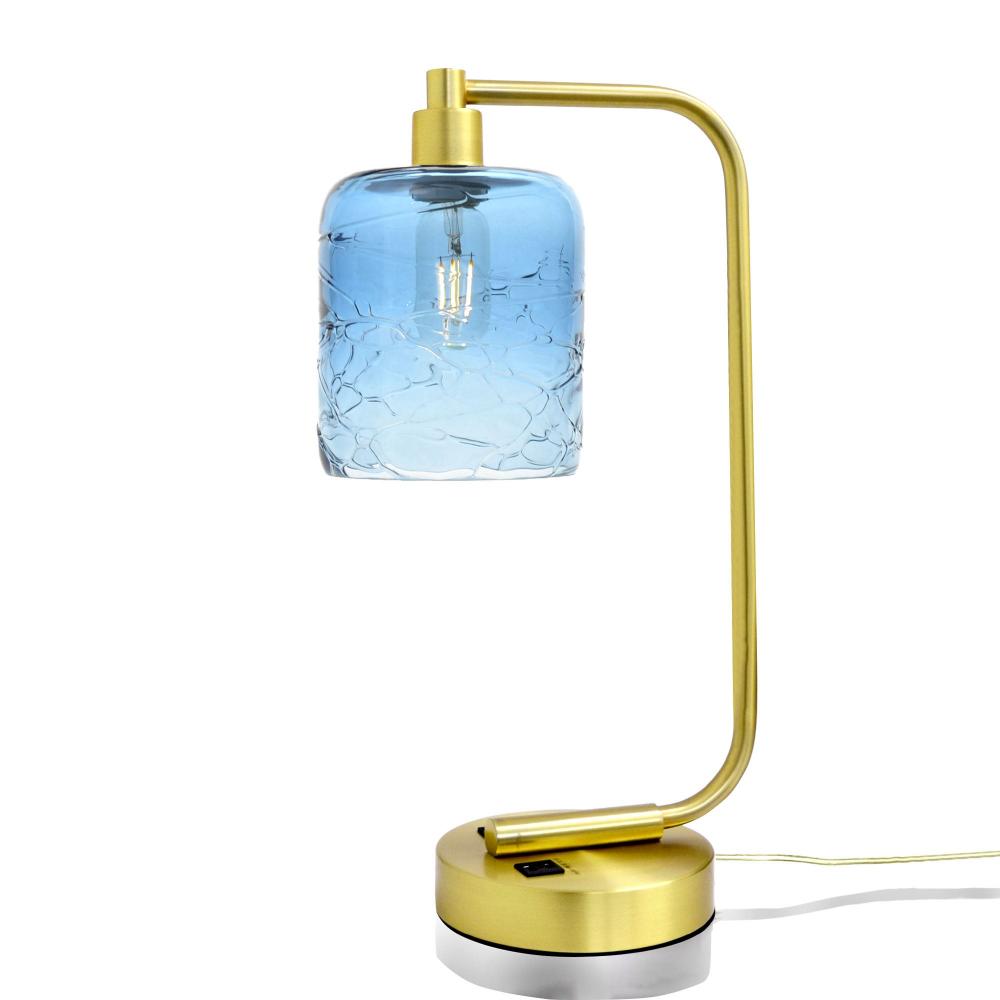 603 Spun: Table Lamp - Steel Blue / Satin Brass