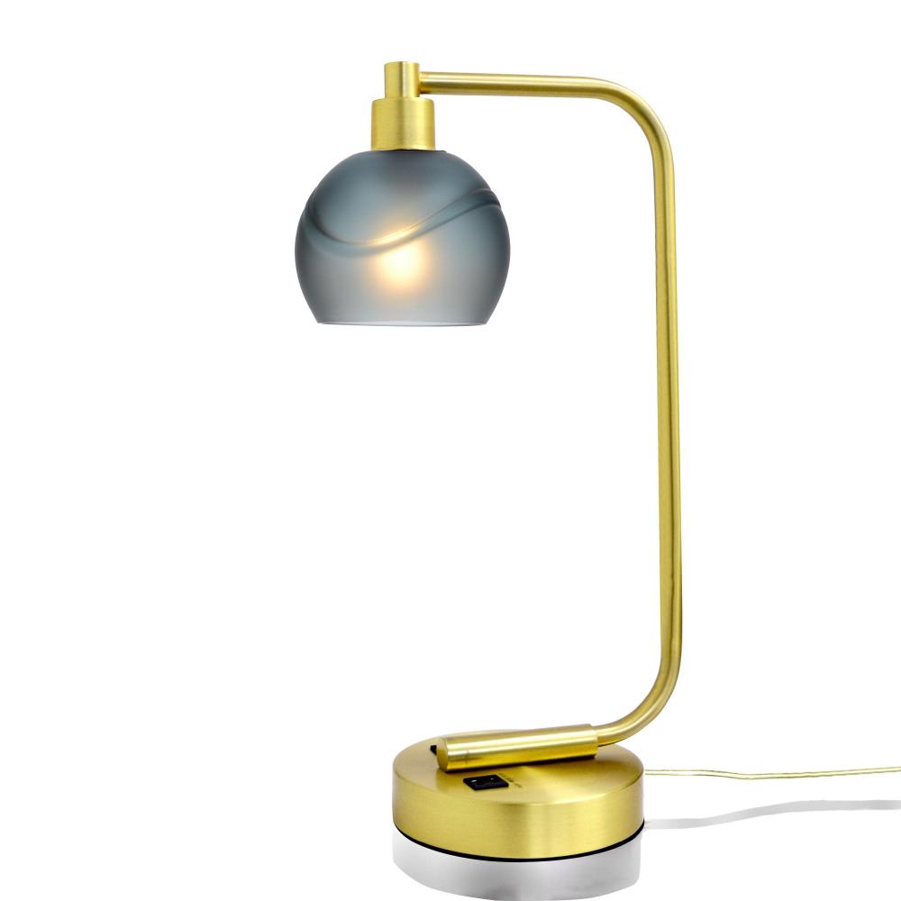 763 Glacial: Table Lamp - Slate Gray / Satin Brass