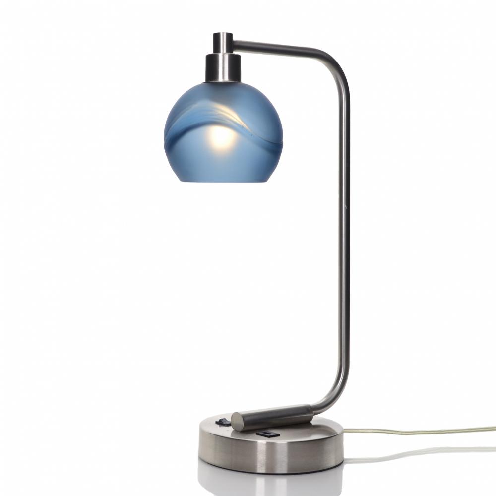 763 Glacial: Table Lamp - Steel Blue / Brushed Nickel