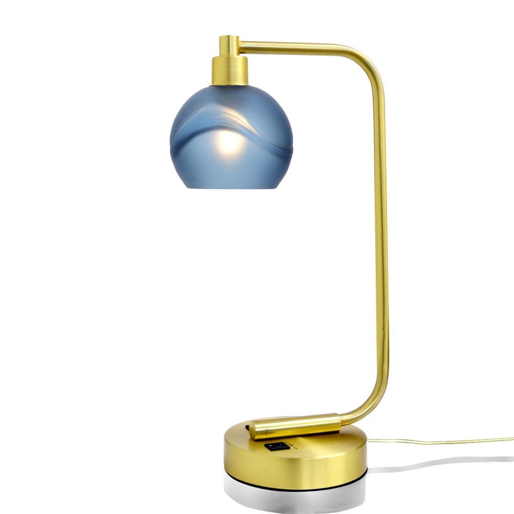 763 Glacial: Table Lamp - Steel Blue / Satin Brass