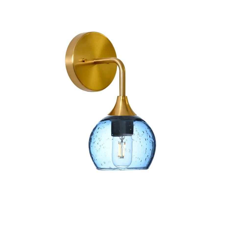 763 Lunar: Wall Sconce - Steel Blue / Polished Brass