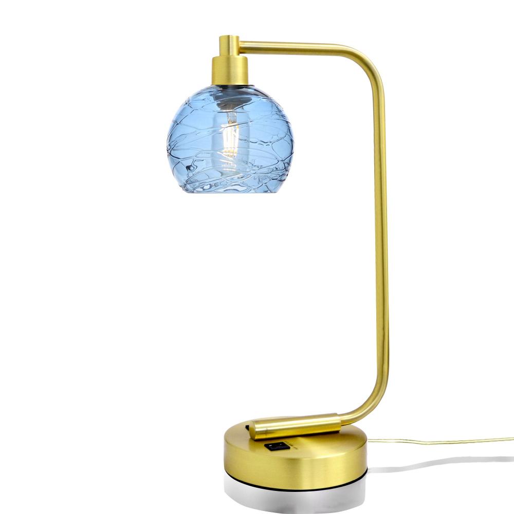 763 Spun: Table Lamp - Steel Blue / Satin Brass