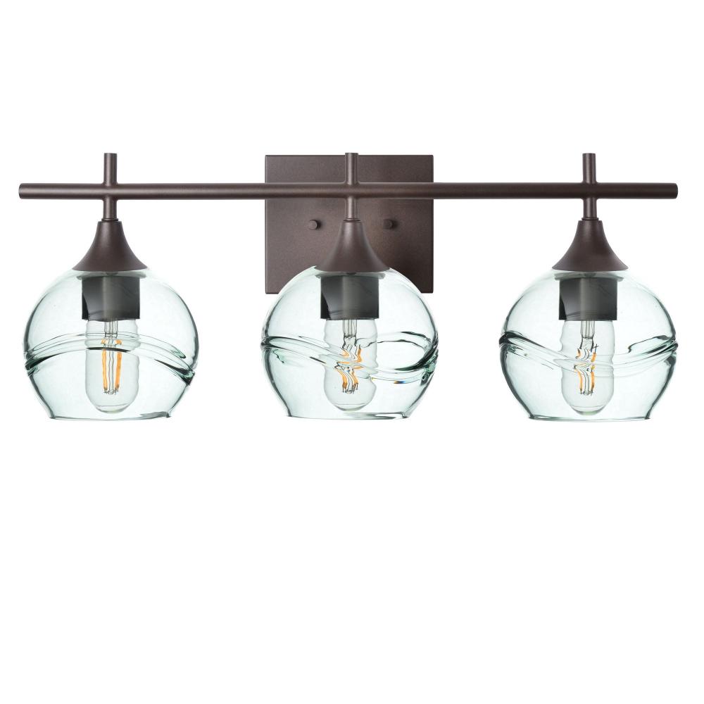 763 Swell: 3 Light Wall Vanity - Eco Clear / Dark Bronze