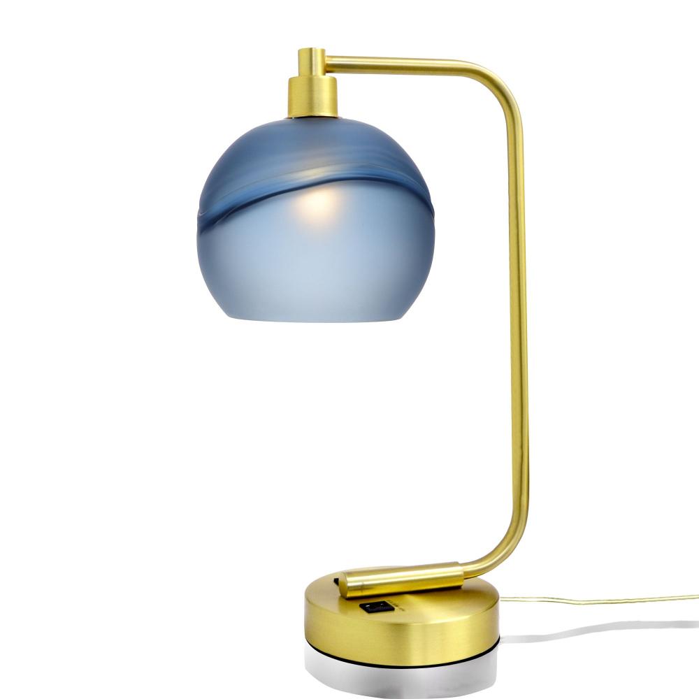 767 Glacial: Table Lamp - Steel Blue / Satin Brass