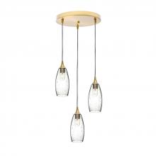 Bicycle Glass X3-147LUNCLR-RND01-BRS-X4-04W - 147 Lunar: 3 Pendant Cascade Chandelier