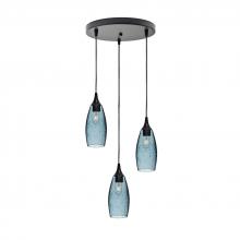 Bicycle Glass X3-147LUNGRA-RND01-BLK-X4-04W - 147 Lunar: 3 Pendant Cascade Chandelier