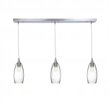 Bicycle Glass X3-147LUNCLR-LIN01-BNI-X4-04W - 147 Lunar: 3 Pendant Linear Chandelier