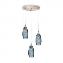 Bicycle Glass X3-147SPNGRA-RND01-BNI-X4-04W - 147 Spun: 3 Pendant Cascade Chandelier