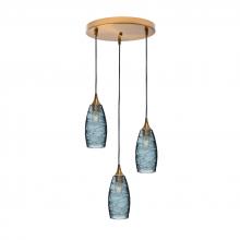 Bicycle Glass X3-147SPNGRA-RND01-BRS-X4-04W - 147 Spun: 3 Pendant Cascade Chandelier