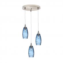 Bicycle Glass X3-147SPNSTB-RND01-BNI-X4-04W - 147 Spun: 3 Pendant Cascade Chandelier