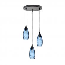 Bicycle Glass X3-147SPNSTB-RND01-BLK-X4-04W - 147 Spun: 3 Pendant Cascade Chandelier