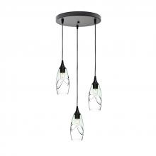 Bicycle Glass X3-147SWLCLR-RND01-BLK-X4-04W - 147 Swell: 3 Pendant Cascade Chandelier