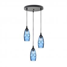 Bicycle Glass X3-147SWLSTB-RND01-BLK-X4-04W - 147 Swell: 3 Pendant Cascade Chandelier