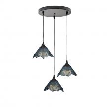 Bicycle Glass X3-212SUMGRA-RND02-BLK-X4-04W - 212 Summit: 3 Pendant Cascade Chandelier