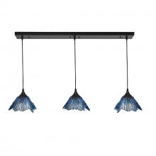 Bicycle Glass X3-212SUMSTB-LIN02-BLK-X4-04W - 212 Summit: 3 Pendant Linear Chandelier