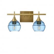 Bicycle Glass X2-301LUCSTB-VAN01-BRS-XX-04W - 301 Lucent: 2 Light Wall Vanity - Steel Blue / Satin Brass