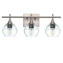 Bicycle Glass X3-301LUCCLR-VAN01-BNI-XX-04W - 301 Lucent: 3 Light Wall Vanity - Eco Clear / Brushed Nickel