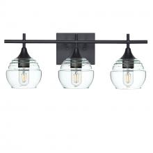 Bicycle Glass X3-301LUCCLR-VAN01-BLK-XX-04W - 301 Lucent: 3 Light Wall Vanity - Eco Clear / Matte Black