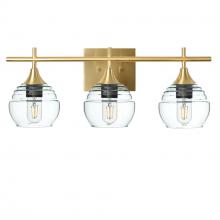 Bicycle Glass X3-301LUCCLR-VAN01-BRS-XX-04W - 301 Lucent: 3 Light Wall Vanity - Eco Clear / Satin Brass