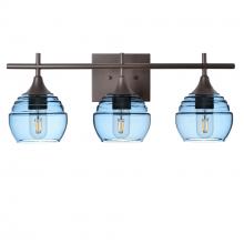 Bicycle Glass X3-301LUCSTB-VAN01-BNZ-XX-04W - 301 Lucent: 3 Light Wall Vanity - Steel Blue / Dark Bronze