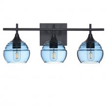 Bicycle Glass X3-301LUCSTB-VAN01-BLK-XX-04W - 301 Lucent: 3 Light Wall Vanity - Steel Blue / Matte Black