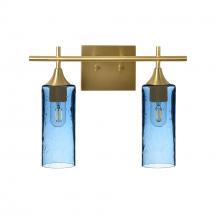 Bicycle Glass X2-513LUNSTB-VAN01-BRS-XX-04W - 513 Lunar: 2 Light Wall Vanity - Steel Blue / Satin Brass