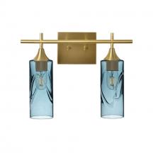 Bicycle Glass X2-513SWLGRA-VAN01-BRS-XX-04W - 513 Swell: 2 Light Wall Vanity - Slate Gray / Satin Brass