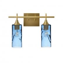 Bicycle Glass X2-513SWLSTB-VAN01-BRS-XX-04W - 513 Swell: 2 Light Wall Vanity - Steel Blue / Satin Brass