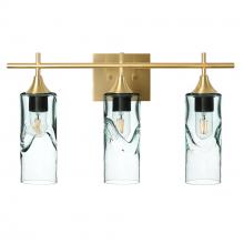 Bicycle Glass X3-513SWLCLR-VAN01-BRS-XX-04W - 513 Swell: 3 Light Wall Vanity - Eco Clear / Satin Brass