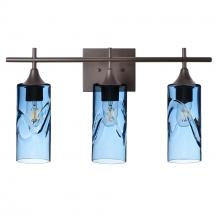 Bicycle Glass X3-513SWLSTB-VAN01-BNZ-XX-04W - 513 Swell: 3 Light Wall Vanity - Steel Blue / Dark Bronze