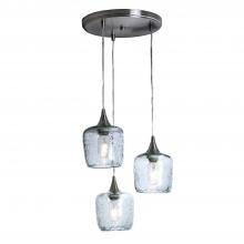 Bicycle Glass X3-601LUNCLR-RND01-BNI-X4-04W - 601 Lunar: 3 Pendant Cascade Chandelier