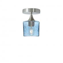 Bicycle Glass X1-601LUNSTB-SEM01-BNI-XX-04W - 601 Lunar: Semi Flush Light - Steel Blue / Brushed Nickel