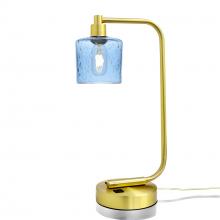 Bicycle Glass X1-601LUNSTB-LMP01-SBR-XX-04W - 601 Lunar: Table Lamp - Steel Blue / Satin Brass