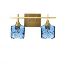 Bicycle Glass X2-601SPNSTB-VAN01-BRS-XX-04W - 601 Spun: 2 Light Wall Vanity - Steel Blue / Satin Brass