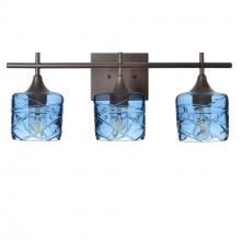 Bicycle Glass X3-601SPNSTB-VAN01-BNZ-XX-04W - 601 Spun: 3 Light Wall Vanity - Steel Blue / Dark Bronze