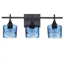 Bicycle Glass X3-601SPNSTB-VAN01-BLK-XX-04W - 601 Spun: 3 Light Wall Vanity - Steel Blue / Matte Black