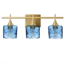 Bicycle Glass X3-601SPNSTB-VAN01-BRS-XX-04W - 601 Spun: 3 Light Wall Vanity - Steel Blue / Satin Brass