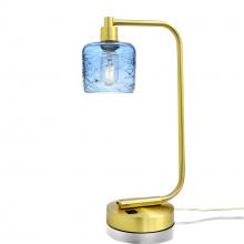 Bicycle Glass X1-601SPNSTB-LMP01-SBR-XX-04W - 601 Spun: Table Lamp - Steel Blue / Satin Brass