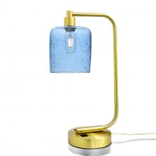 Bicycle Glass X1-603LUNSTB-LMP01-SBR-XX-04W - 603 Lunar: Table Lamp - Steel Blue / Satin Brass